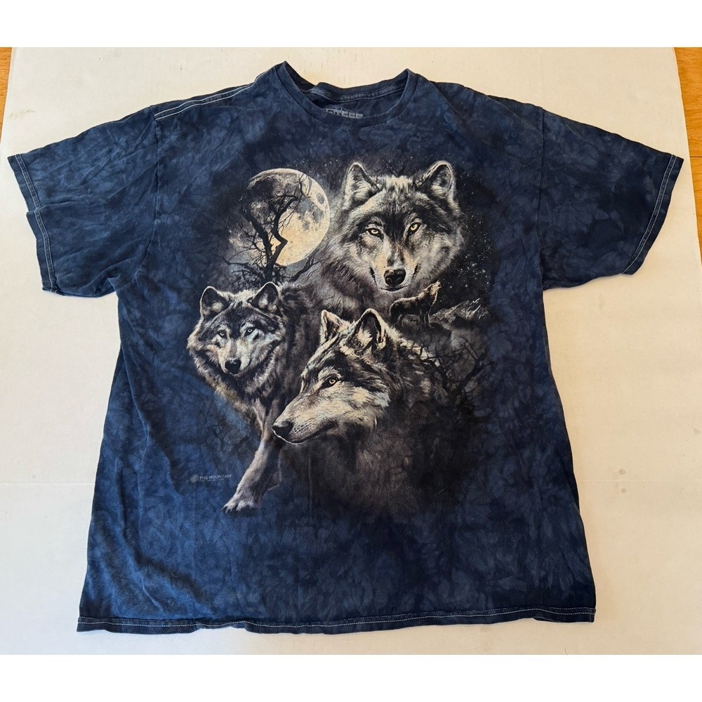 3D Tees The Mountain Wolf T Shirt 2011 Dark Blue Tie Dye XL